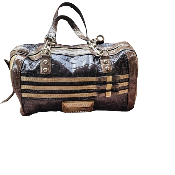 Vintage Guess Handbag Y2K Faux Leather Bling Gold Silver Purse Satchel Bag Retro - Picture 4 of 13